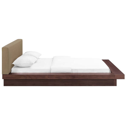 Freja Queen Fabric Platform Bed, Brown, Fabric 12996