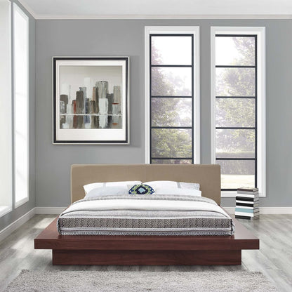 Freja Queen Fabric Platform Bed, Brown, Fabric 12996