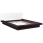 Freja Queen Vinyl Platform Bed, White, Faux Leather 12998
