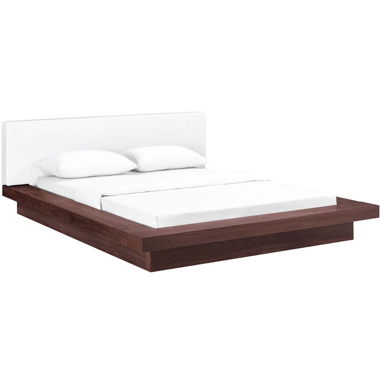 Freja Queen Vinyl Platform Bed, White, Fabric 12999