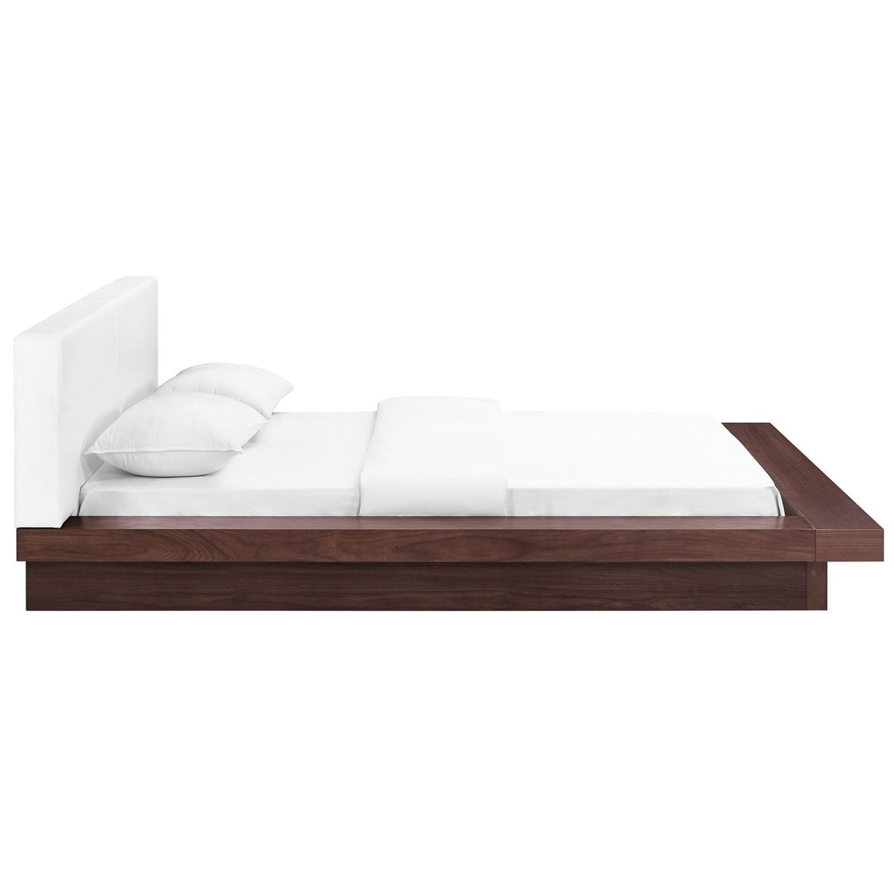 Freja Queen Vinyl Platform Bed, White, Fabric 12999