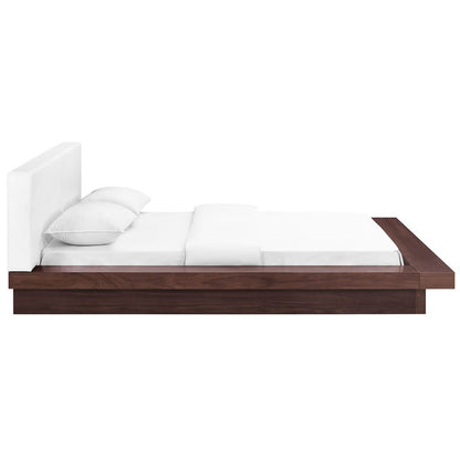 Freja Queen Vinyl Platform Bed, White, Fabric 12999