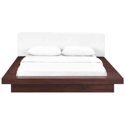 Freja Queen Vinyl Platform Bed, White, Fabric 12999