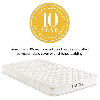 Emma 6" Twin XL Mattress, Twin Size XL, Fabric, White, 14445