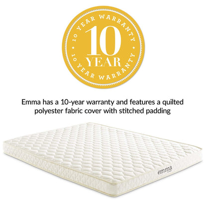 Emma 6" Full Mattress, Full Size, Fabric, White, 14446