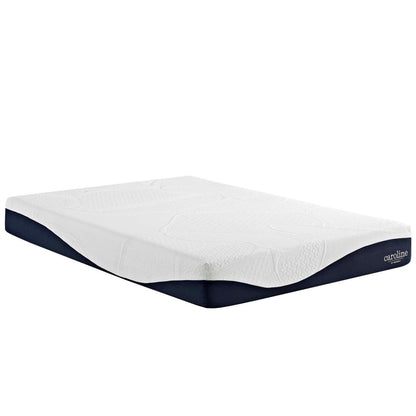 Caroline 10" King Memory Foam Mattress, White, Fabric 13003