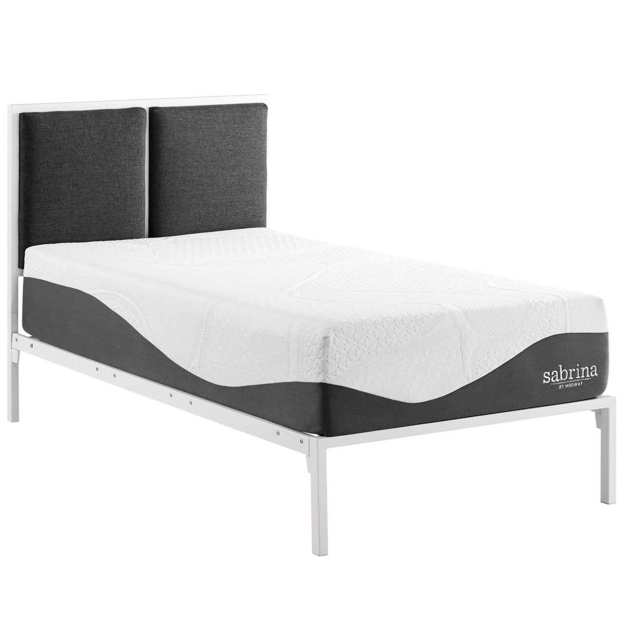 Sabrina 12" Twin Memory Foam Mattress, White, Fabric 13004