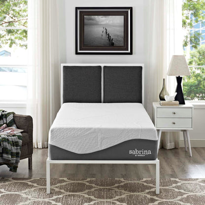 Sabrina 12" Twin Memory Foam Mattress, White, Fabric 13004