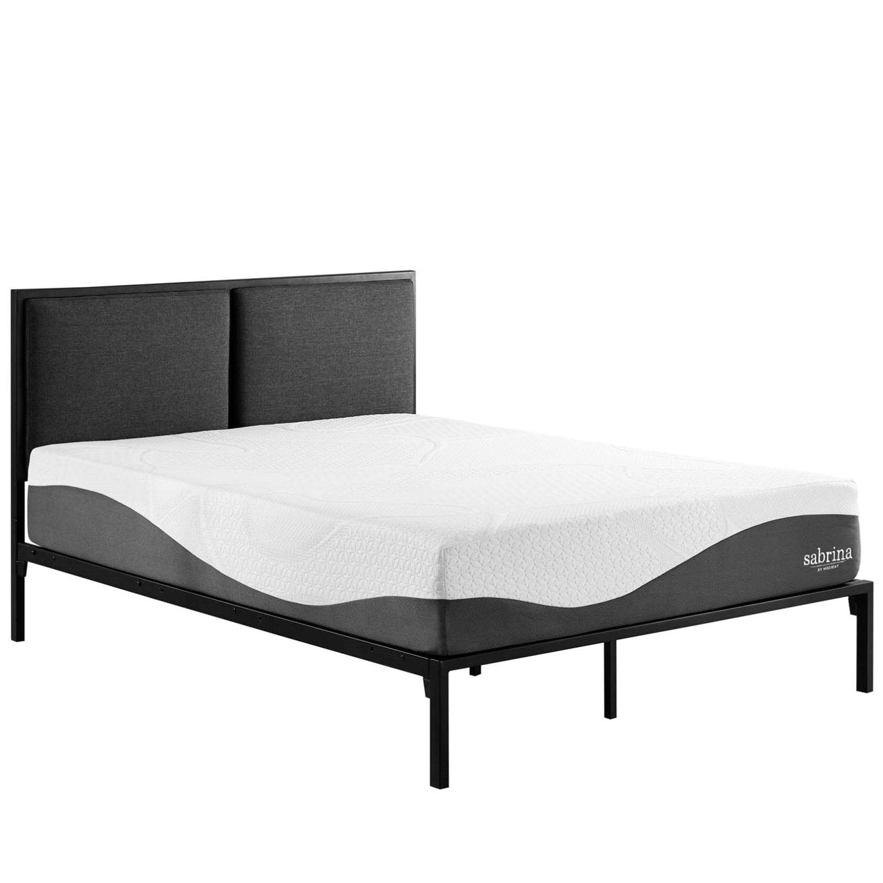 Sabrina 12" Queen Memory Foam Mattress, White, Fabric 13006