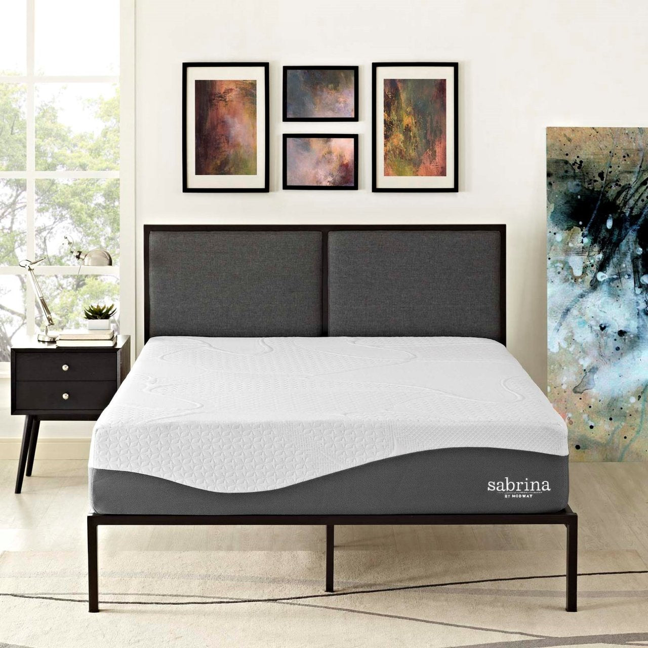 Sabrina 12" Queen Memory Foam Mattress, White, Fabric 13006