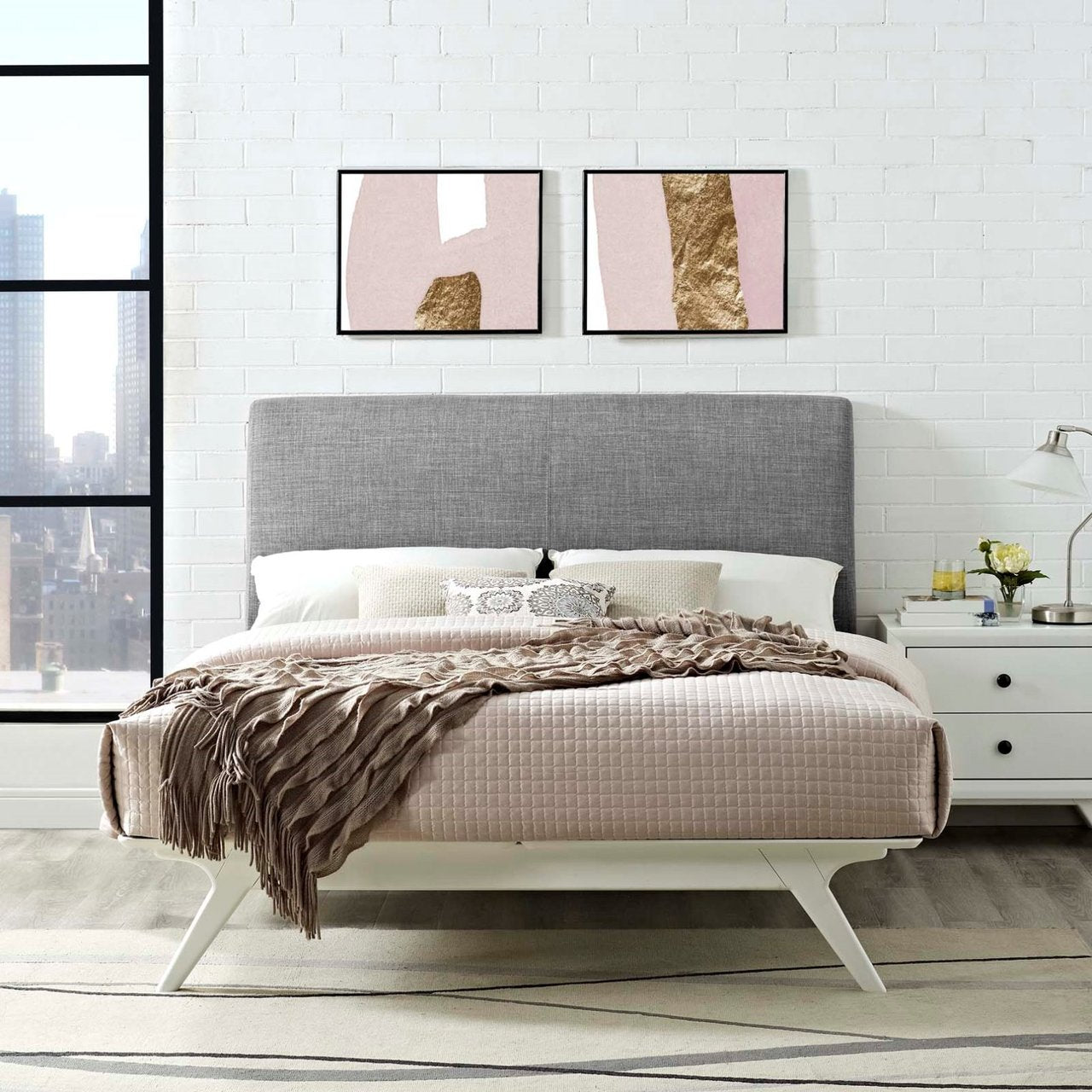 Tracy Full Bed, Grey, Fabric 13017