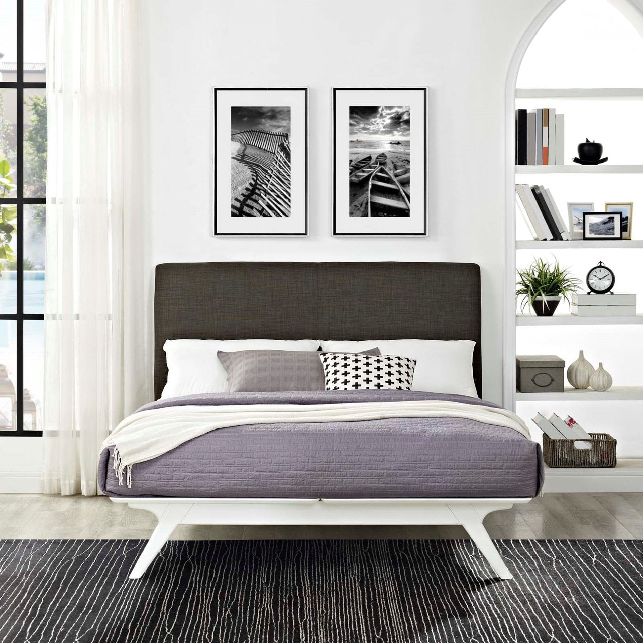 Tracy Queen Bed, Brown, Fabric 13021