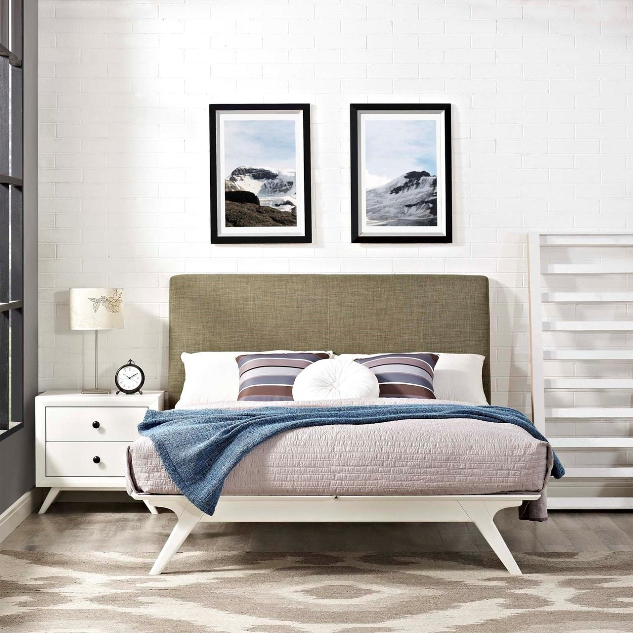 Tracy Queen Bed, Brown, Fabric 13024