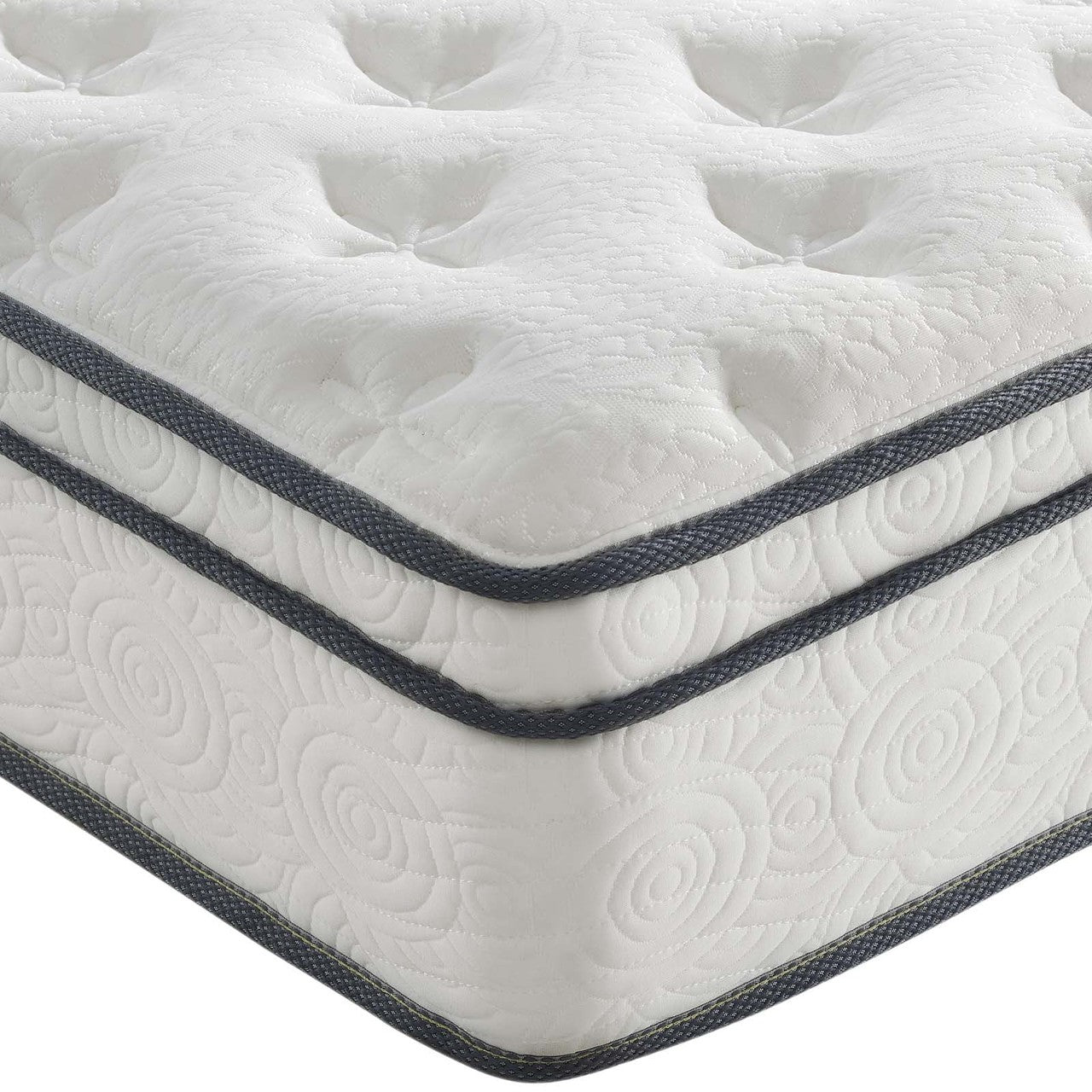 Jenna 10" Twin Innerspring Mattress, Full Size, Fabric, White, 14450