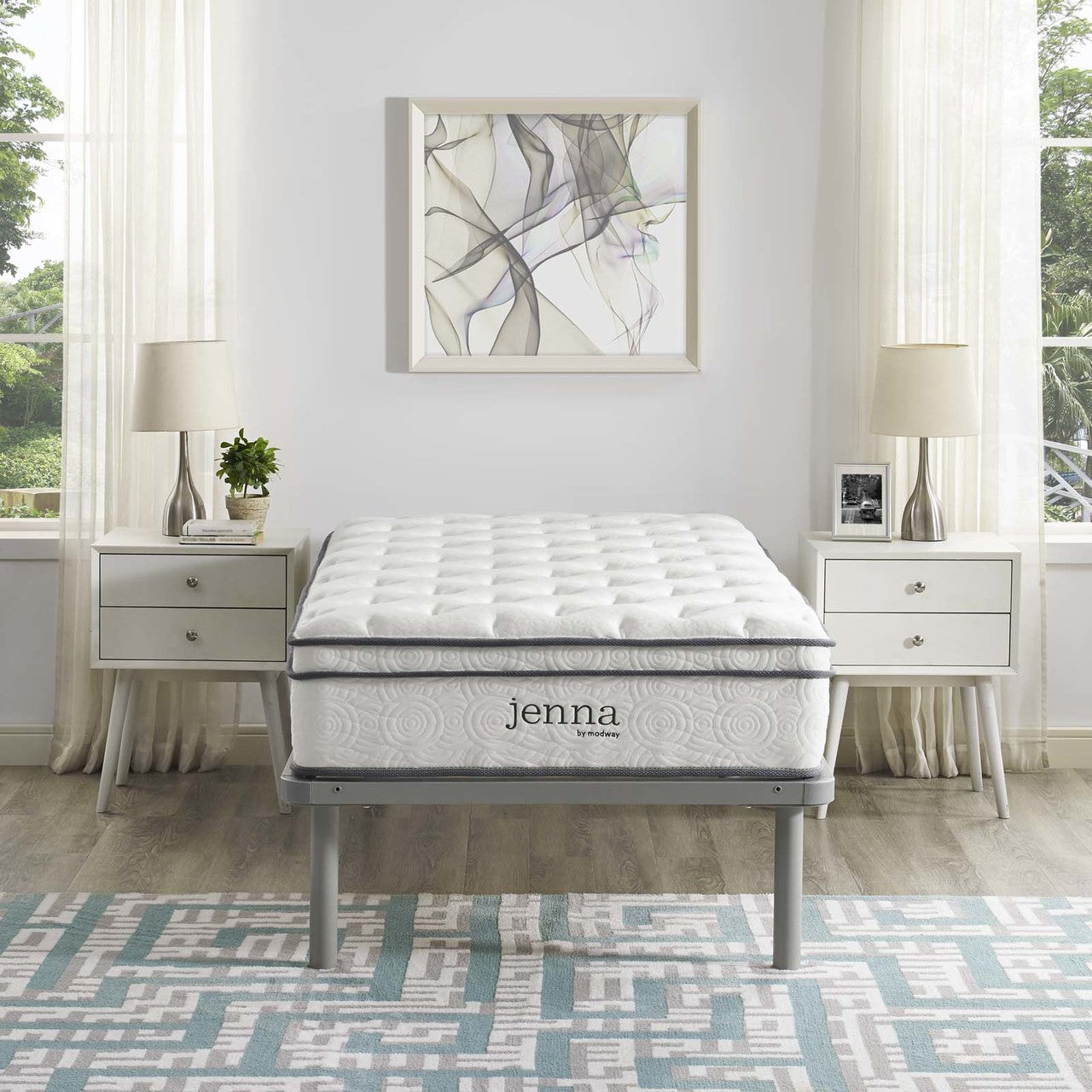 Jenna 10" Twin Innerspring Mattress, Full Size, Fabric, White, 14450