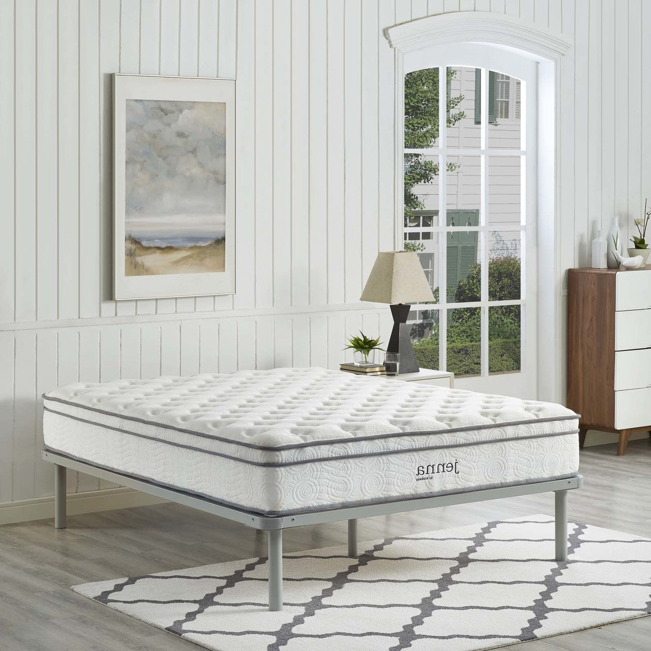 Jenna 10" Full Innerspring Mattress, Queen Size, Fabric, White, 14451