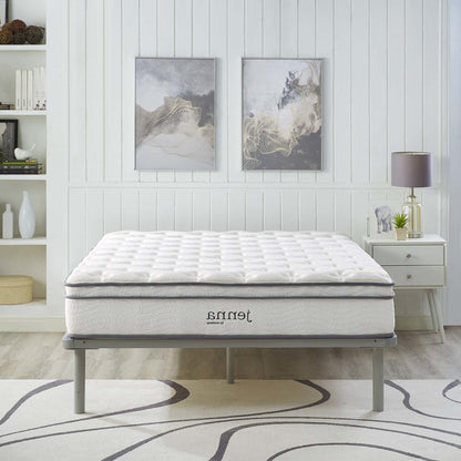Jenna 10" Queen Innerspring Mattress, Queen Size, Fabric, White, 14452