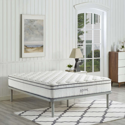 Jenna 10" Queen Innerspring Mattress, Queen Size, Fabric, White, 14452