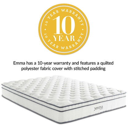 Jenna 10" King Innerspring Mattress, King Size, Fabric, White, 14453