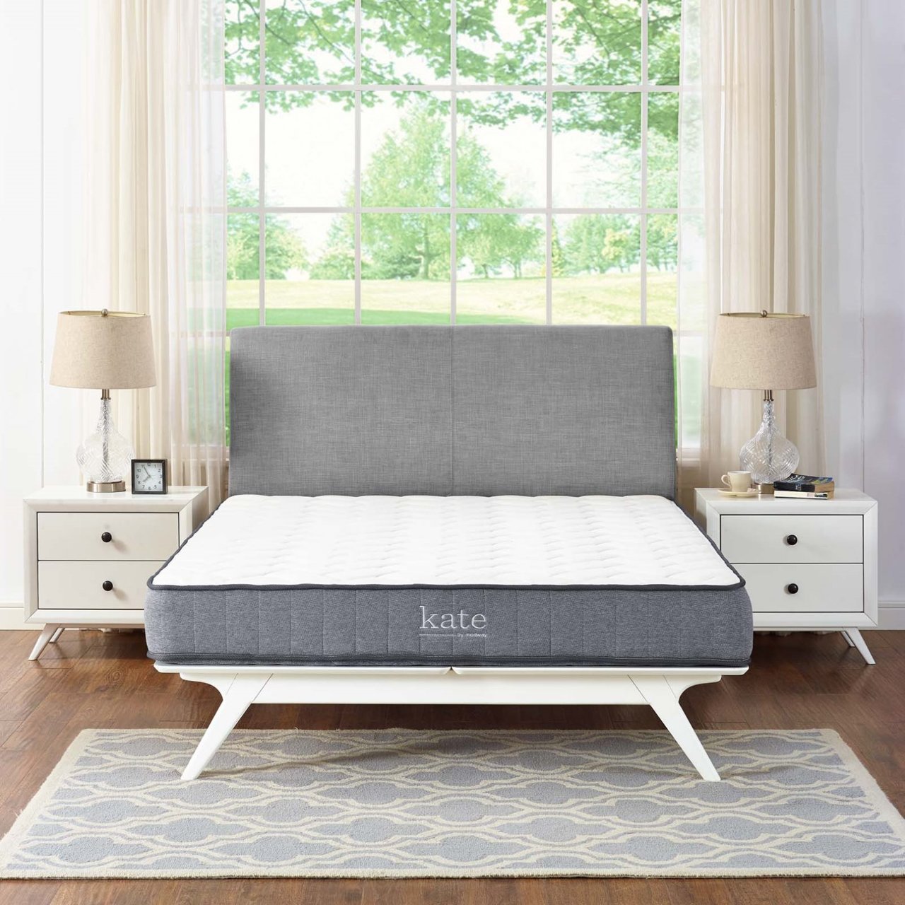 Kate 8" Full Mattress, White, Fabric 13073