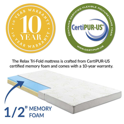Relax 25 x 75 x 4 Tri-Fold Mattress, , Fabric, White, 14454