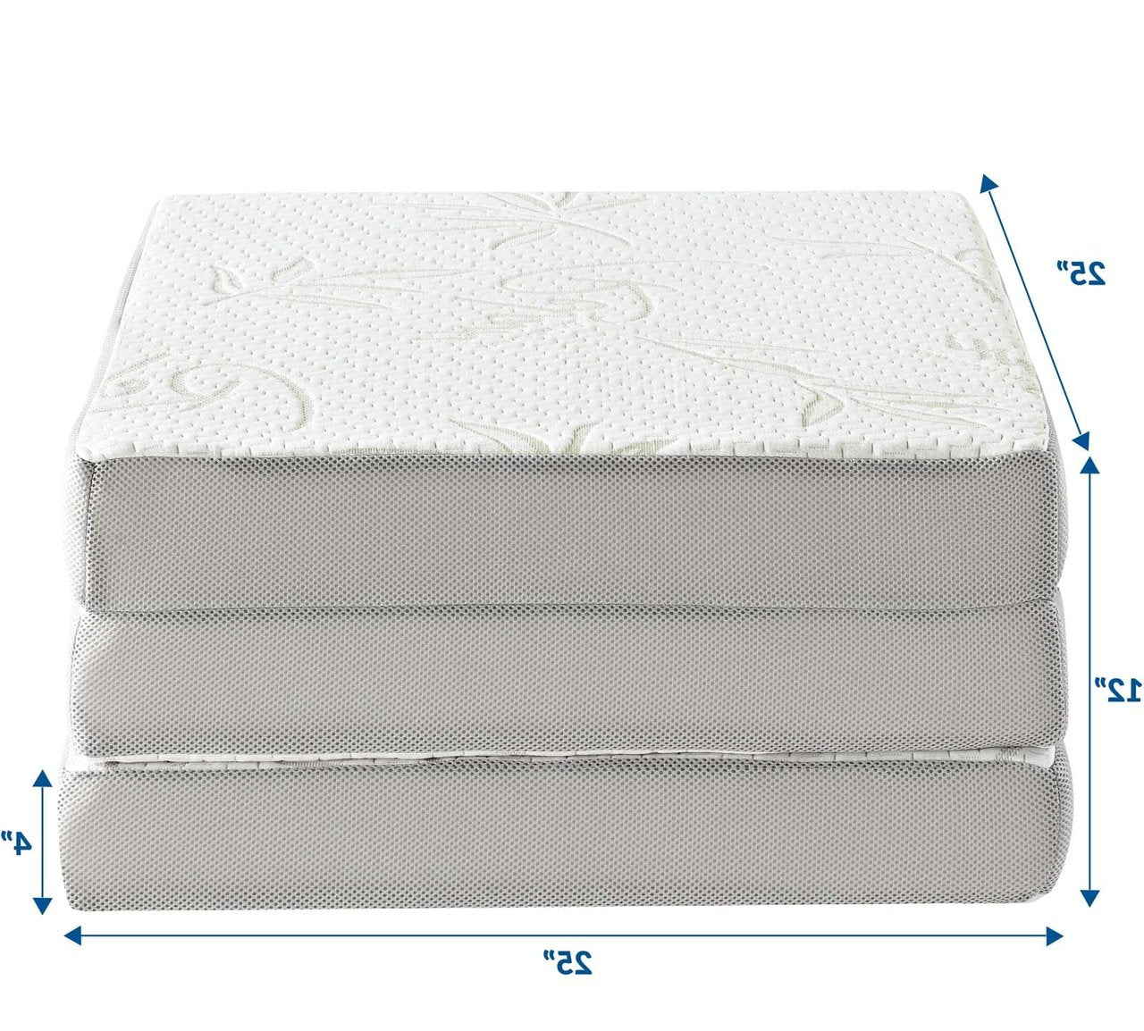 Relax 25 x 75 x 4 Tri-Fold Mattress, , Fabric, White, 14454