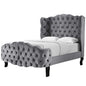 Violette Queen Tufted Wingback Performance Velvet Platform Bed, Queen Size, Velvet Fabric, Grey Gray, 15483