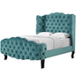 Violette Queen Tufted Wingback Performance Velvet Platform Bed, Queen Size, Velvet Fabric, Blue, 15486