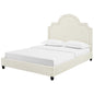 Primrose Queen Performance Velvet Platform Bed, Queen Size, Velvet Fabric, Ivory White, 15894