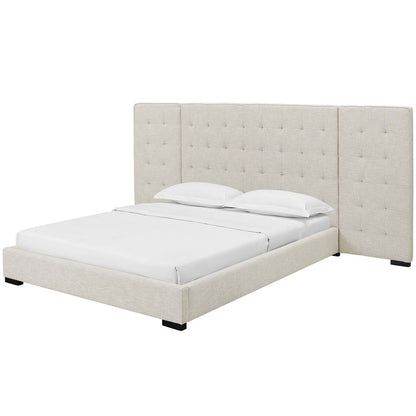 Primrose Queen Upholstered Fabric Platform Bed, Queen Size, Fabric, Beige, 15899