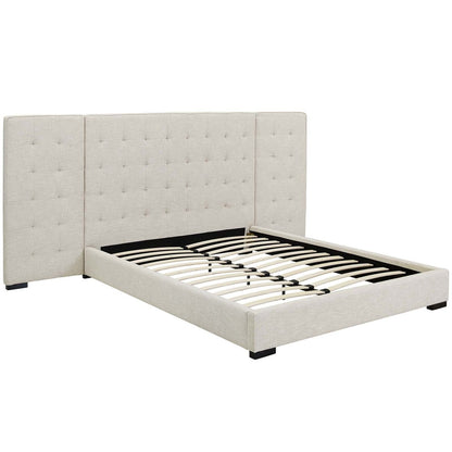 Primrose Queen Upholstered Fabric Platform Bed, Queen Size, Fabric, Beige, 15899