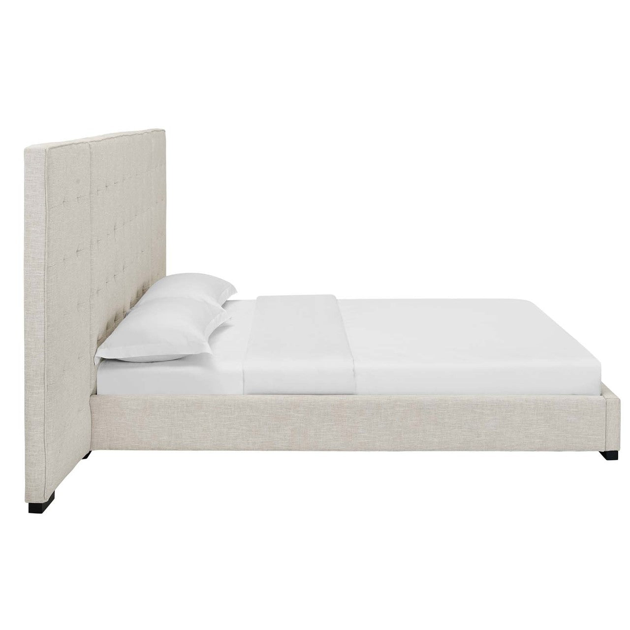 Primrose Queen Upholstered Fabric Platform Bed, Queen Size, Fabric, Beige, 15899