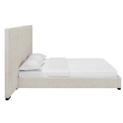 Primrose Queen Upholstered Fabric Platform Bed, Queen Size, Fabric, Beige, 15899
