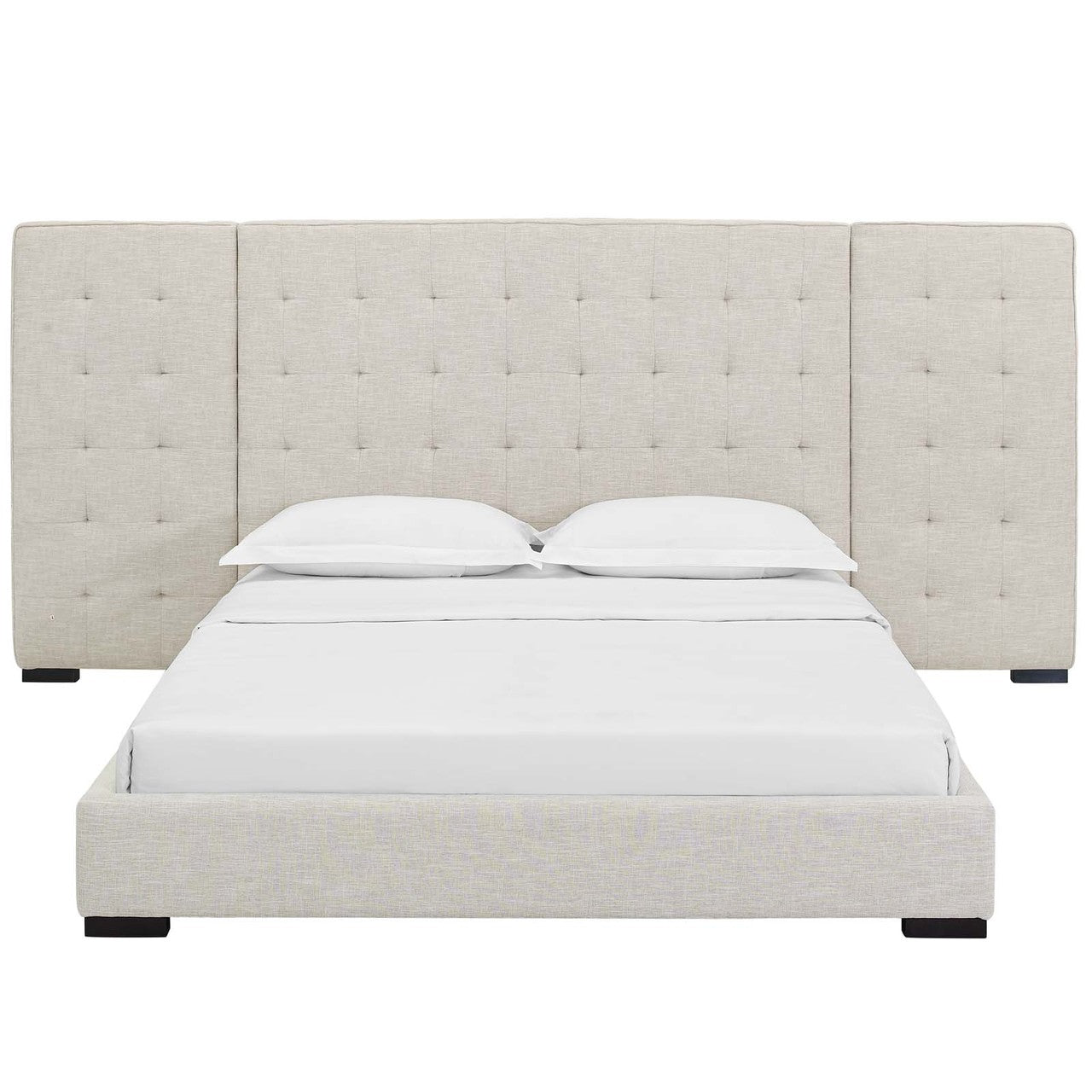 Primrose Queen Upholstered Fabric Platform Bed, Queen Size, Fabric, Beige, 15899