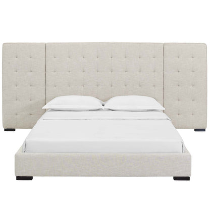 Primrose Queen Upholstered Fabric Platform Bed, Queen Size, Fabric, Beige, 15899
