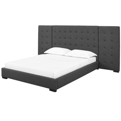 Primrose Queen Upholstered Fabric Platform Bed, Queen Size, Fabric, Grey Gray, 15900