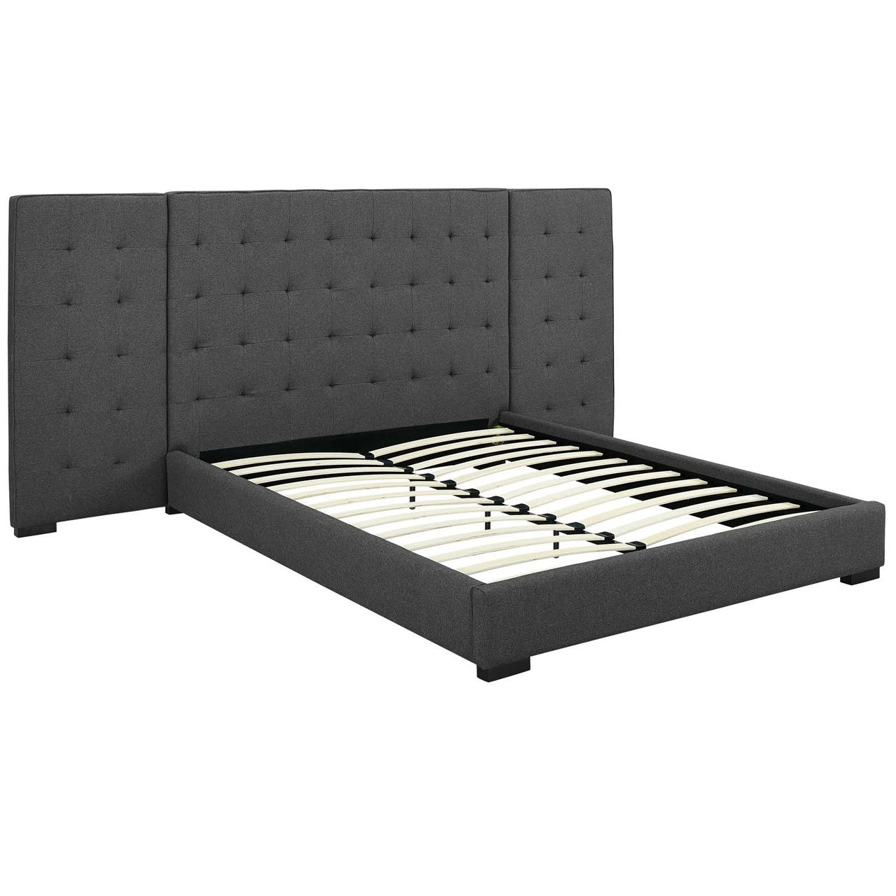 Primrose Queen Upholstered Fabric Platform Bed, Queen Size, Fabric, Grey Gray, 15900