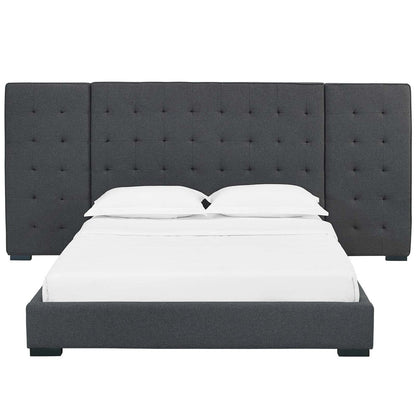 Primrose Queen Upholstered Fabric Platform Bed, Queen Size, Fabric, Grey Gray, 15900