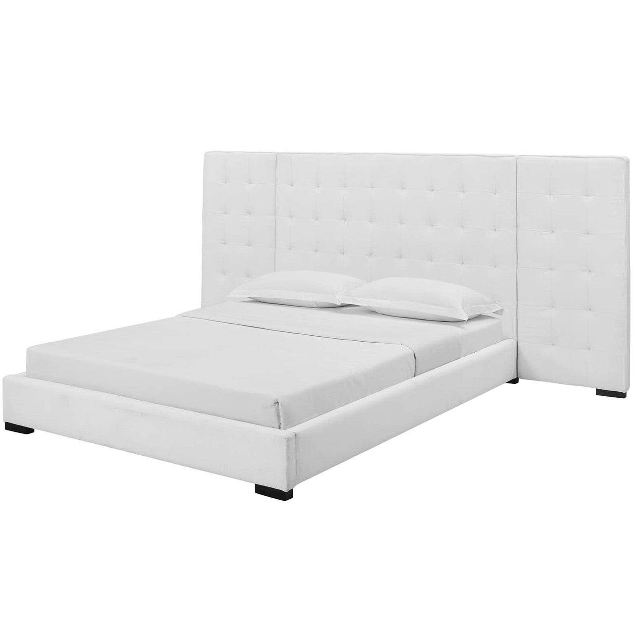 Primrose Queen Upholstered Fabric Platform Bed, Queen Size, Fabric, White, 15901