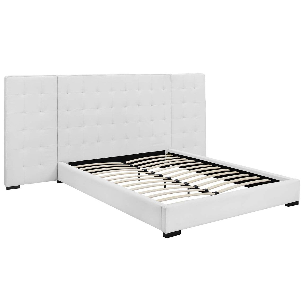 Primrose Queen Upholstered Fabric Platform Bed, Queen Size, Fabric, White, 15901