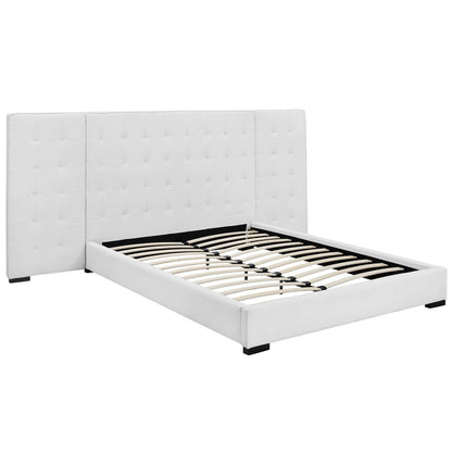 Primrose Queen Upholstered Fabric Platform Bed, Queen Size, Fabric, White, 15901