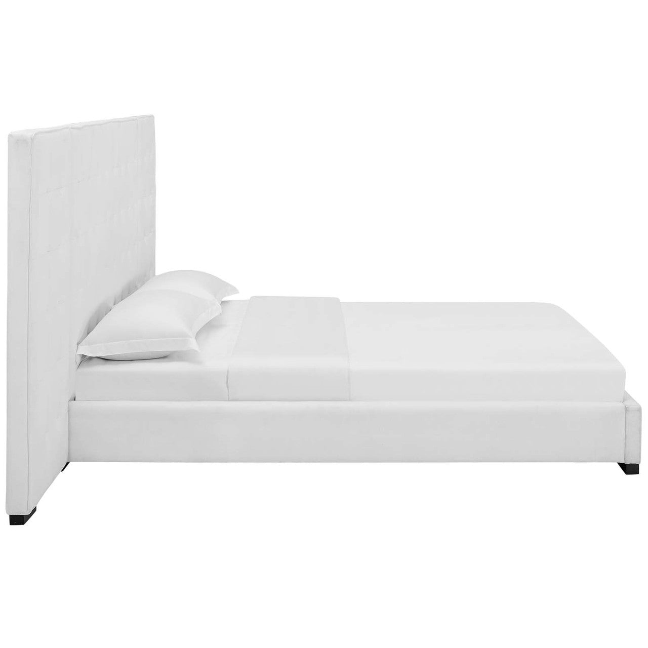 Primrose Queen Upholstered Fabric Platform Bed, Queen Size, Fabric, White, 15901