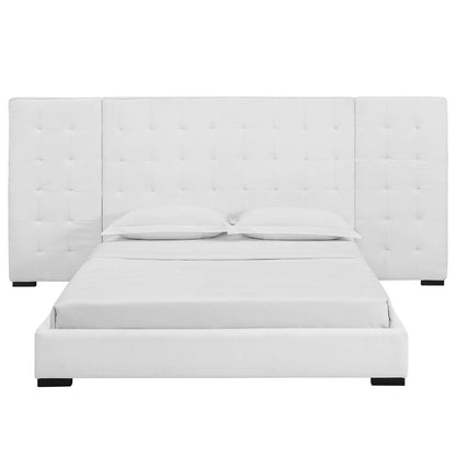 Primrose Queen Upholstered Fabric Platform Bed, Queen Size, Fabric, White, 15901