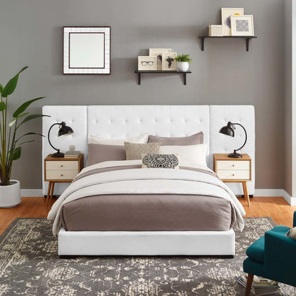 Primrose Queen Upholstered Fabric Platform Bed, Queen Size, Fabric, White, 15901