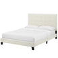 Melanie King Tufted Button Upholstered Performance Velvet Platform Bed, Velvet Fabric, Ivory White, 17629