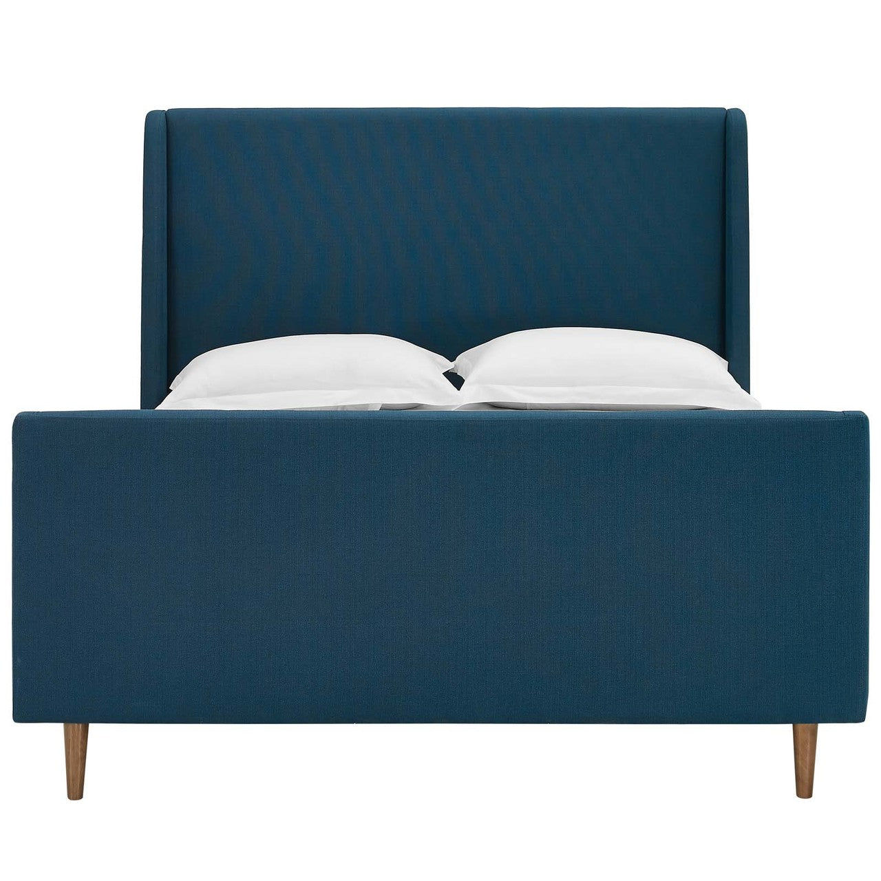 Aubree Queen Upholstered Fabric Sleigh Platform Bed, Queen Size, Fabric, Navy Blue, 15902