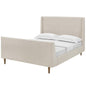 Aubree Queen Upholstered Fabric Sleigh Platform Bed, Queen Size, Fabric, Beige, 15903