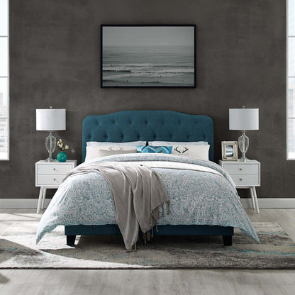 Amelia Twin Upholstered Fabric Bed, Fabric, Navy Blue, 17632