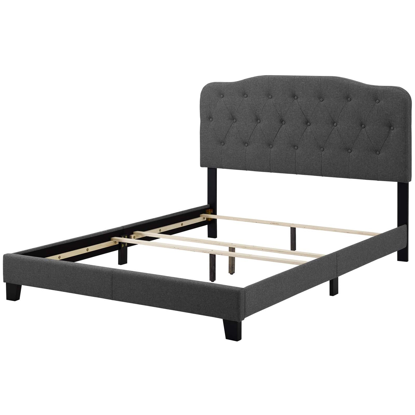 Amelia Twin Upholstered Fabric Bed, Fabric, Grey Gray, 17634