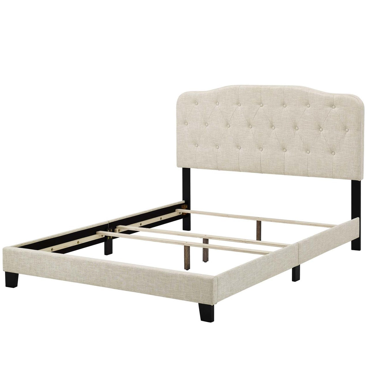 Amelia Full Upholstered Fabric Bed, Full Size, Fabric, Beige, 15488